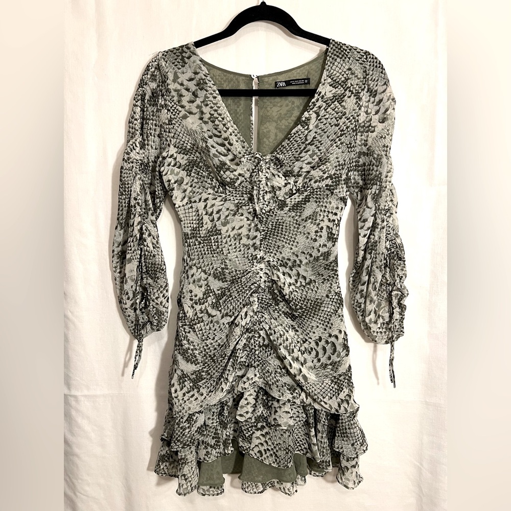 Zara Green Snake Print Dress